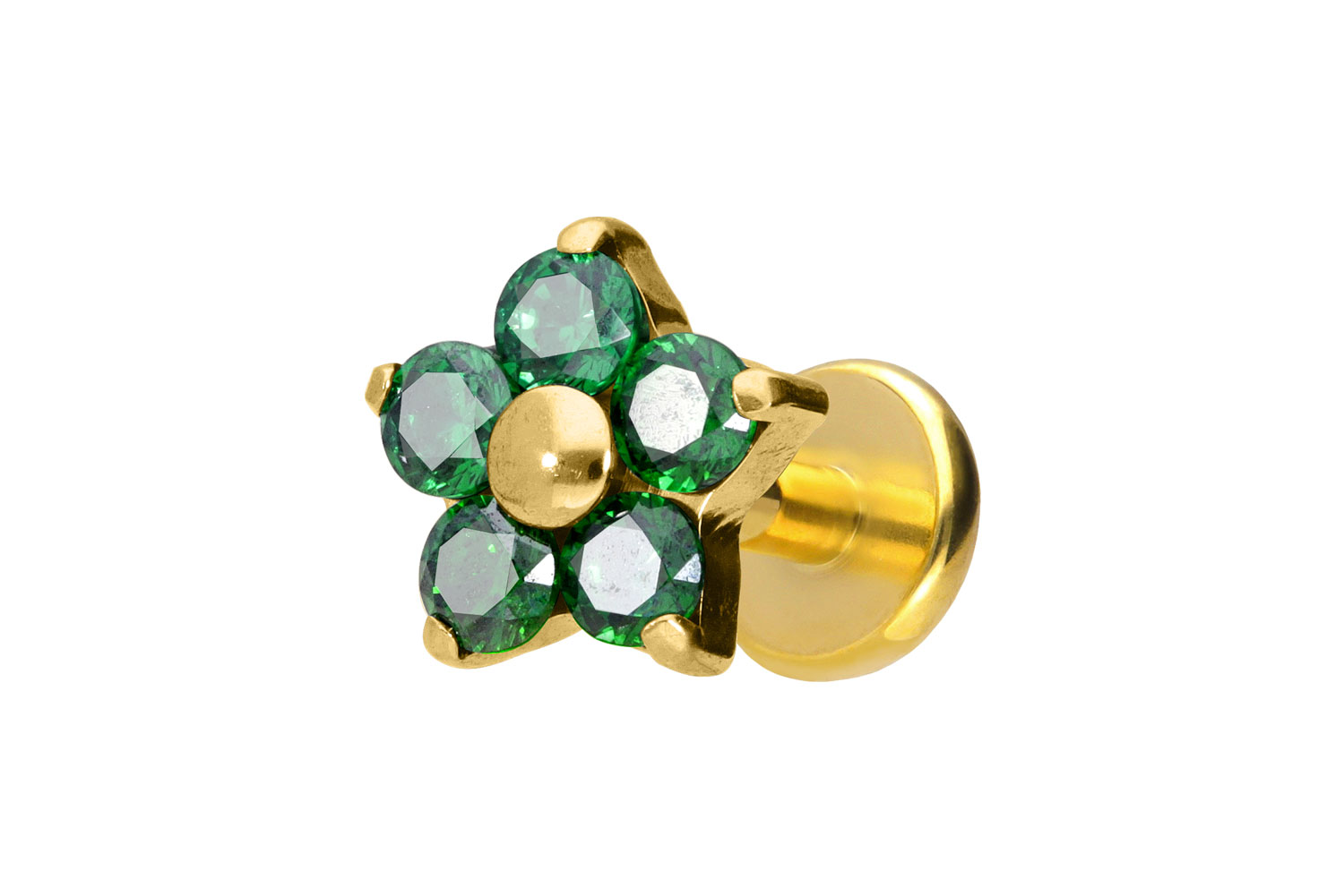 Titan Labret Piercing mit Push Fit KRISTALLBLUME